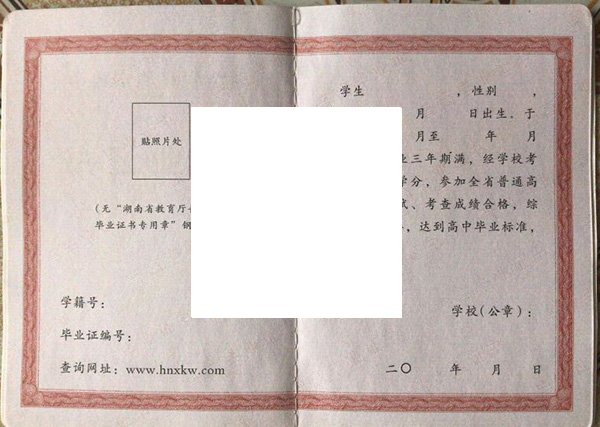 株洲市第一中学毕业证内页